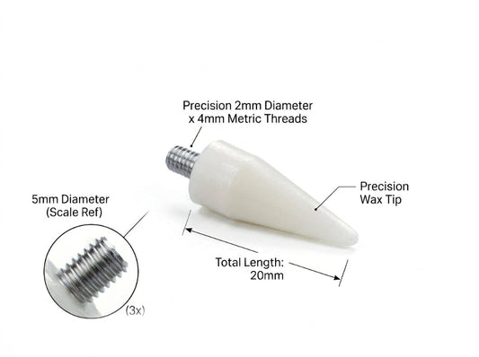20mm replacement white wax tips with 2mm thread