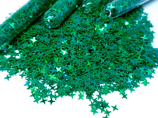 Green Glitter Stars