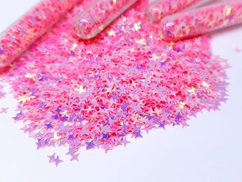 Iridescent Pink Glitter Stars - Unicorn Lab