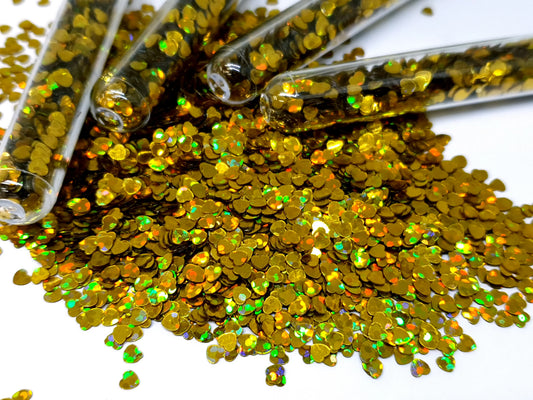 Holo Gold Glitter Hearts - Unicorn Lab