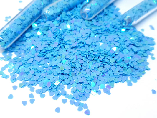 MINI Light Blue Glitter Hearts - Unicorn Lab