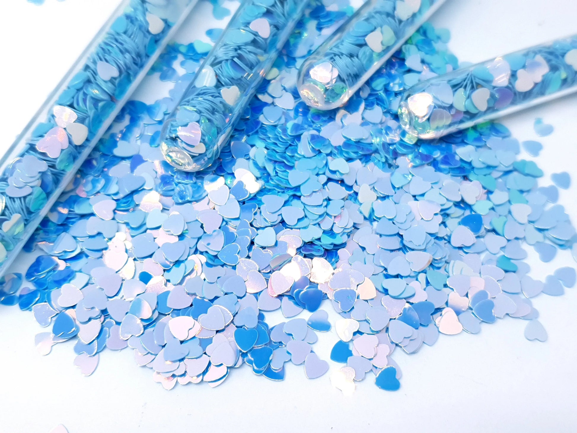 Iridescent Blue Glitter Hearts - Unicorn Lab