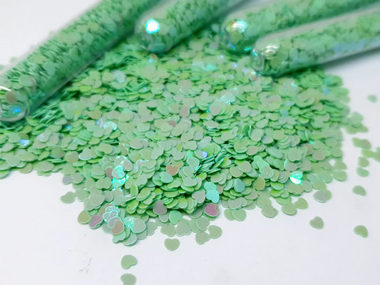 Green Glitter Hearts - Unicorn Lab