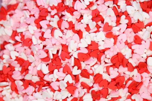 Red & white heart sprinkles fimo