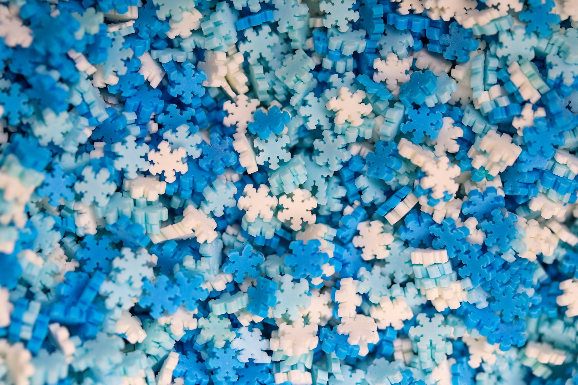 Blue & White Snow flake sprinkles fimo