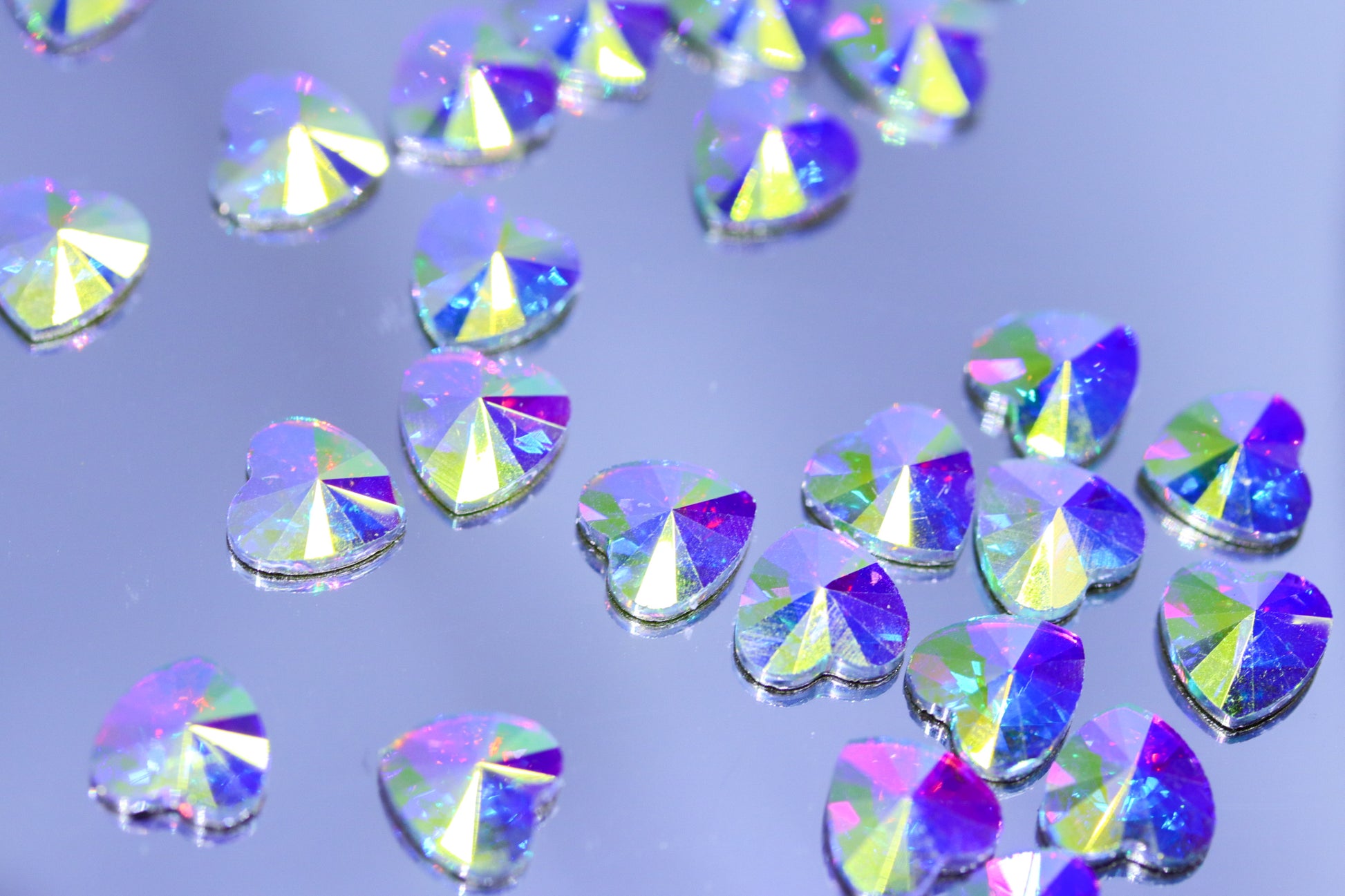 Crystal AB Heart Flatback 7mm (Unicorn Lab Rhinestones) nail crystals