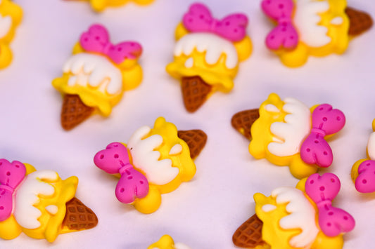 PINK BOW SCOOP ICE CREAM x8 charm