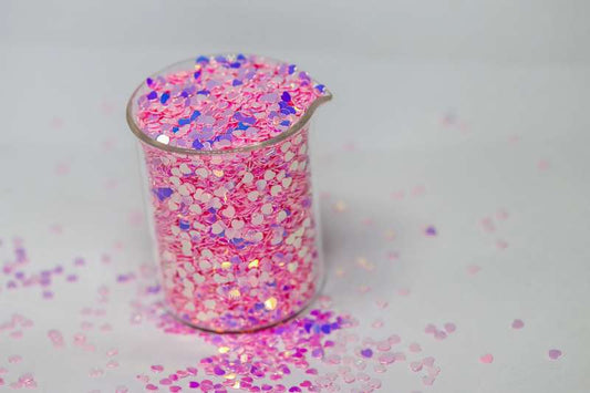 Mini Metallic Pink Glitter Hearts for Nail Art - Unicorn Lab