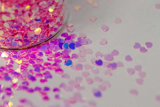 Mini Metallic Pink Glitter Hearts for Nail Art - Unicorn Lab
