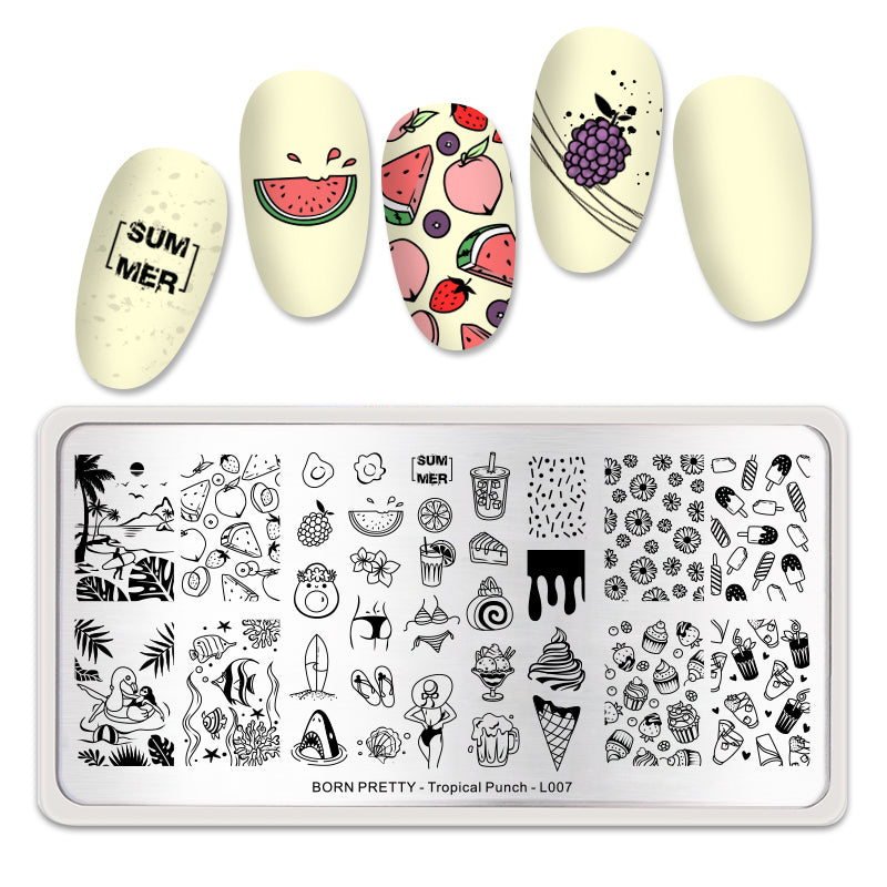 Stamping Plate - BP007 Tropical Punch stamping plate The original Shimmer Cuticle Oil – Handcrafted in Melbourne since 2017 – First cuticle oil droppers to hit the Australian market