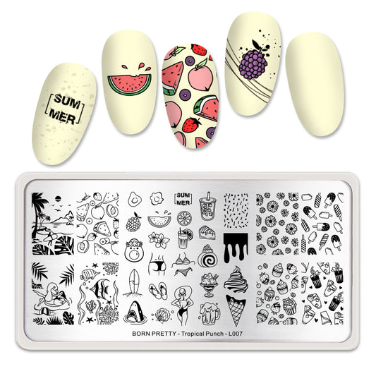 Stamping Plate - BP007 Tropical Punch stamping plate The original Shimmer Cuticle Oil – Handcrafted in Melbourne since 2017 – First cuticle oil droppers to hit the Australian market