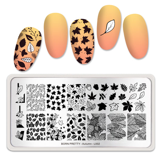 Stamping Plate - BP002 Autumn stamping plate The original Shimmer Cuticle Oil – Handcrafted in Melbourne since 2017 – First cuticle oil droppers to hit the Australian market