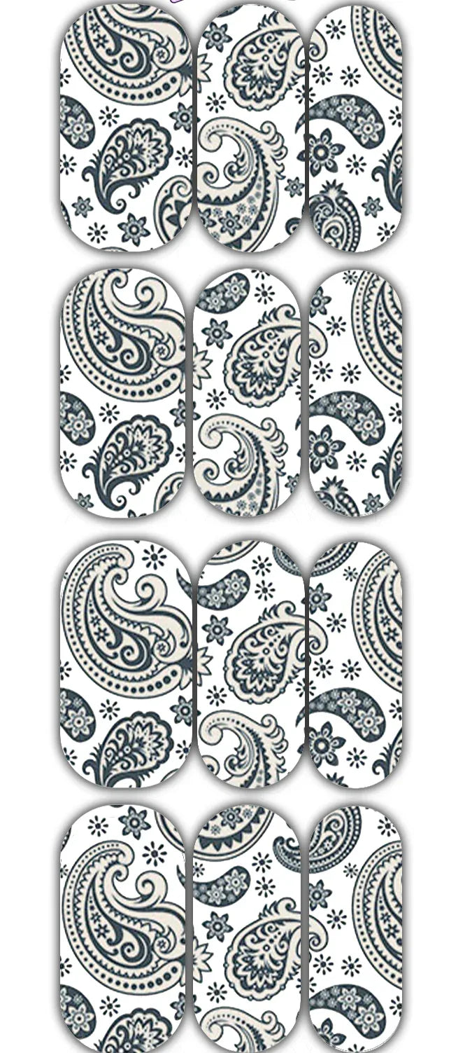 B&W Paisley Waterslide Decals - Unicorn Lab