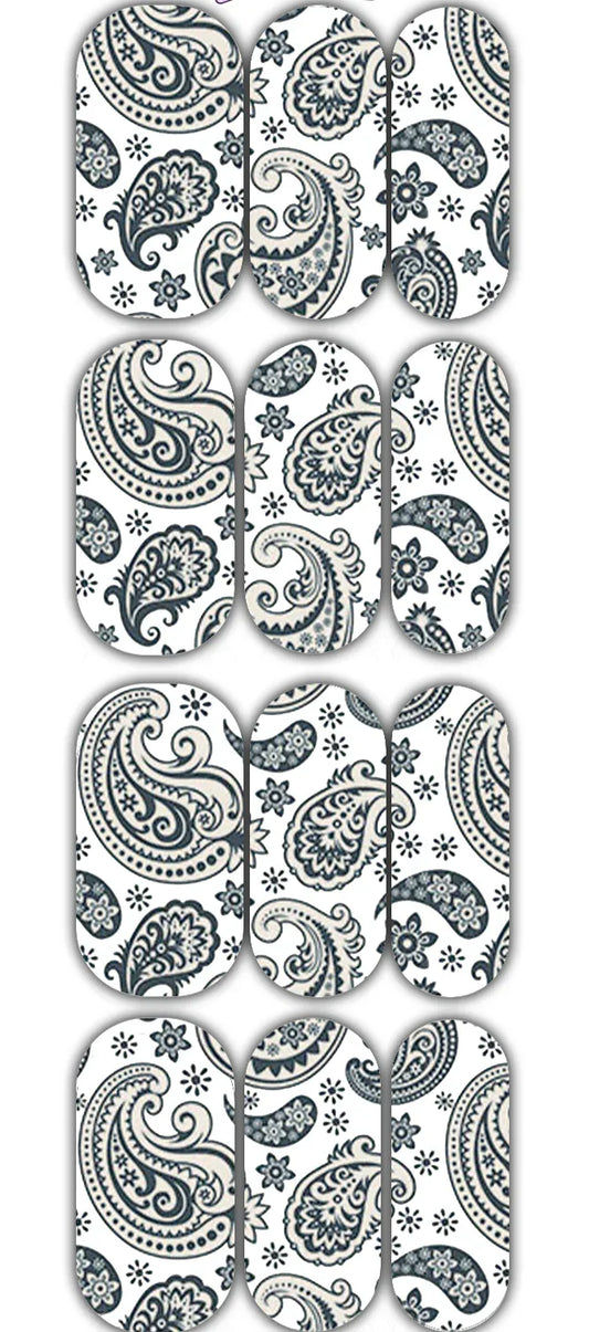 B&W Paisley Waterslide Decals - Unicorn Lab