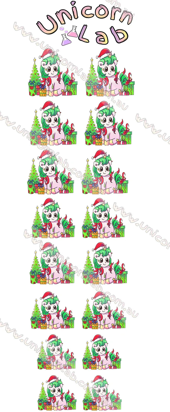 Unicorn Christmas Waterslide Decals - Unicorn Lab