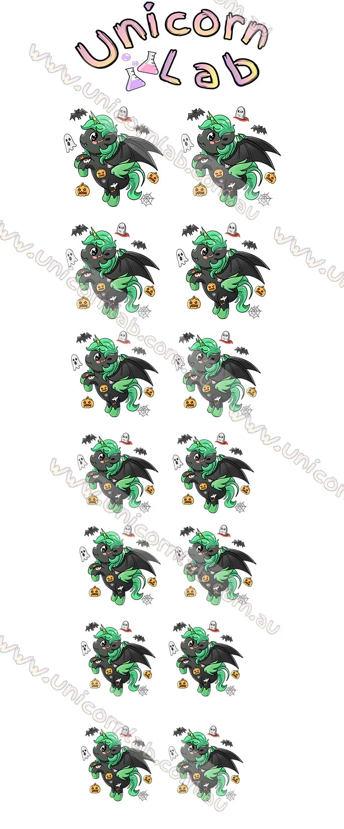 Unicorn Halloween Waterslide Decals - Unicorn Lab