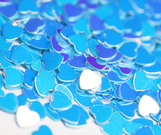 Iridescent Blue Glitter Hearts - Unicorn Lab