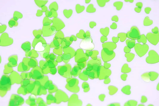 Green Glass Hearts Glitter - Unicorn Lab