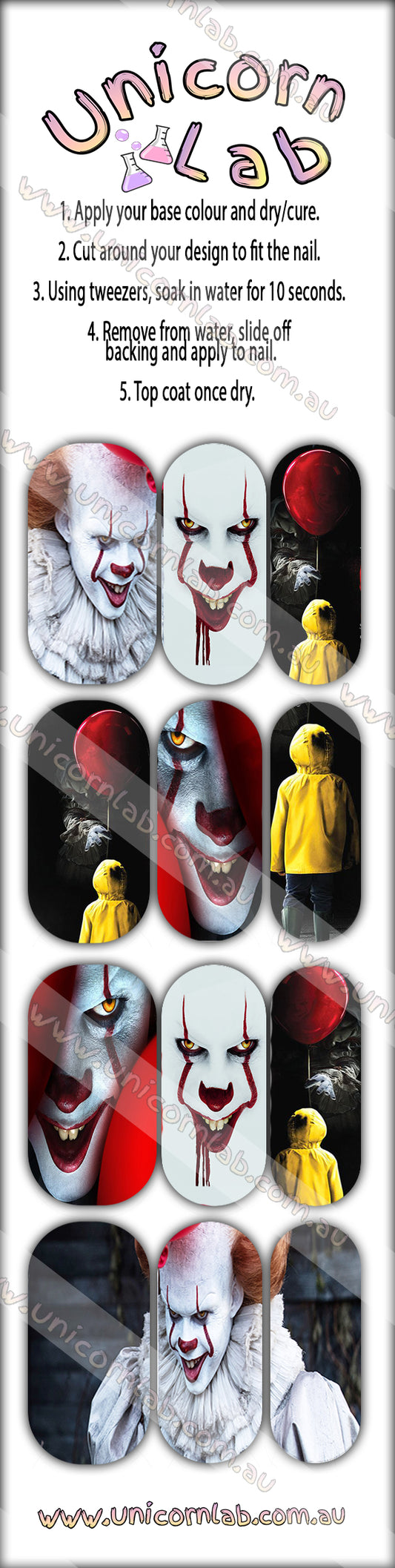 IT Clown Waterslide Decals waterslide decal