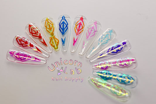 12 Set Abstract Design Sticker. - Unicorn Lab