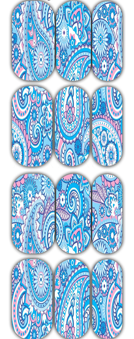 Blue Paisley Waterslide Decals waterslide decal