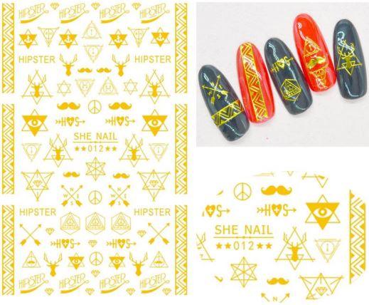 Nail Sticker - Design SH12 GOLD - Unicorn Lab