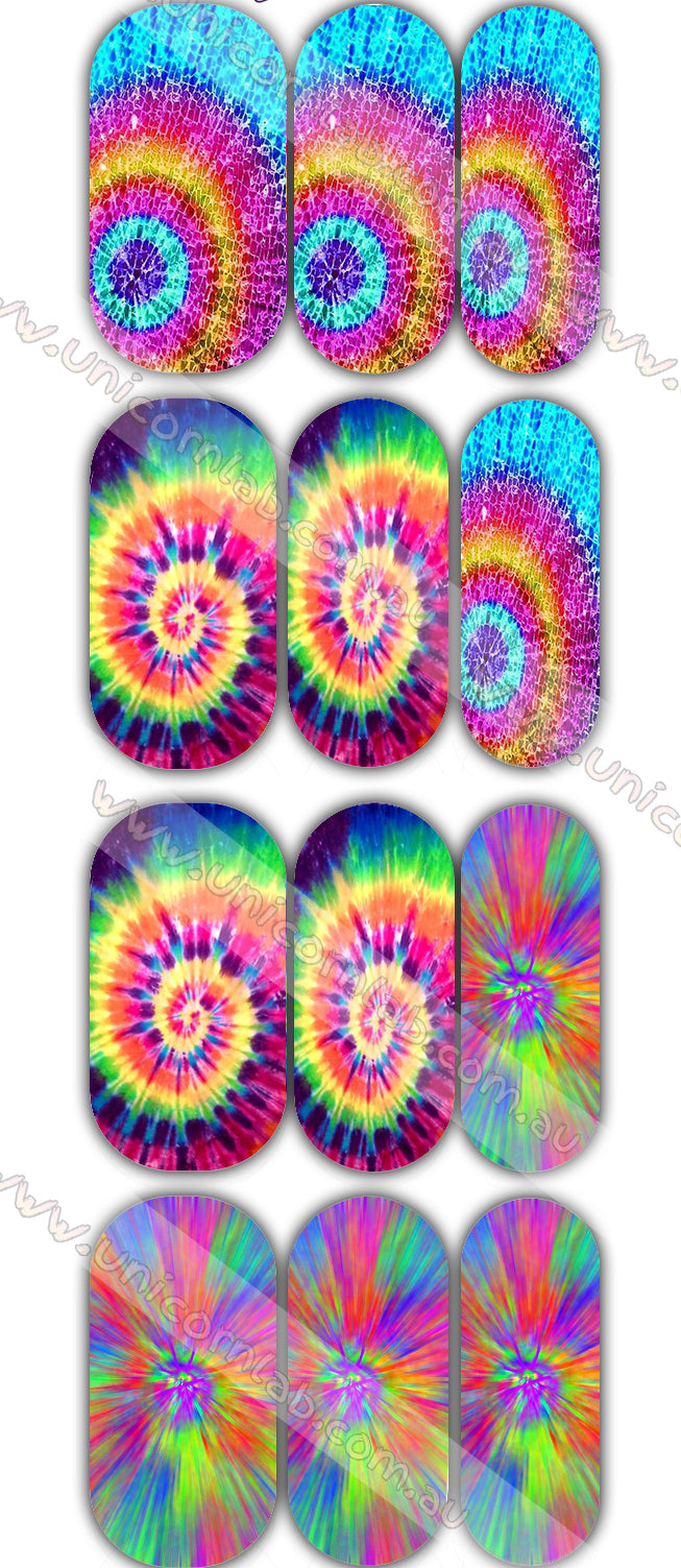 Rainbow Tie Dye Swirls Waterslide Decals waterslide decal