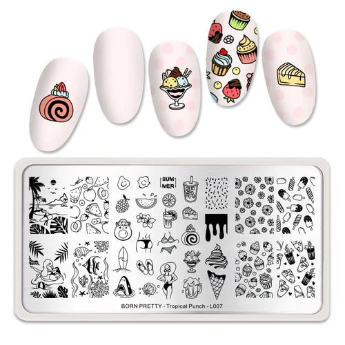 Stamping Plate - BP007 Tropical Punch - Unicorn Lab