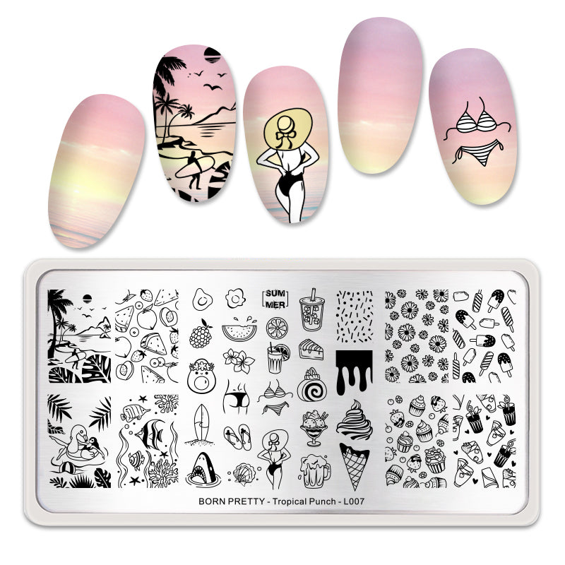 Stamping Plate - BP007 Tropical Punch stamping plate The original Shimmer Cuticle Oil – Handcrafted in Melbourne since 2017 – First cuticle oil droppers to hit the Australian market