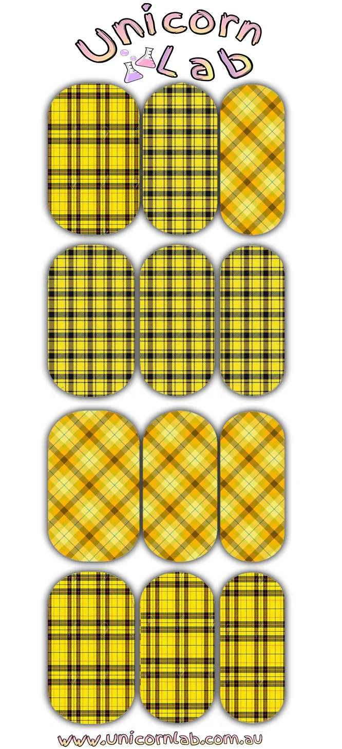Yellow Tartan Waterslide Decals - Unicorn Lab