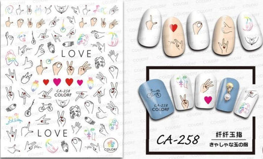 Nail Sticker - CA258 Hand Signs