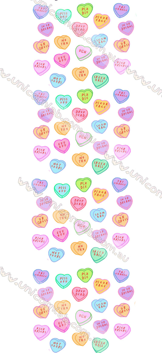 Anti Valentines Candy Hearts Waterslide Decals waterslide decal