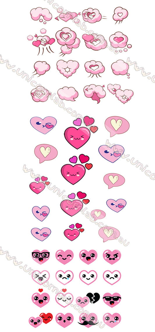 Chibi Hearts Waterslide Decals waterslide decal