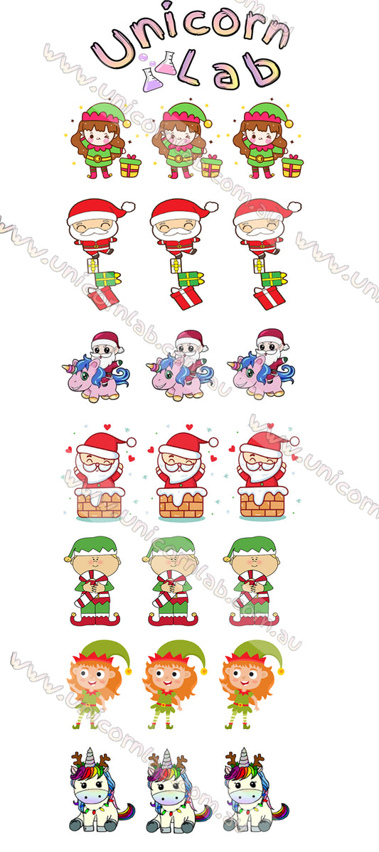 Christmas Chibi Waterslide Decals waterslide decal