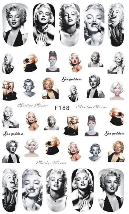 Nail Sticker - Design F188 Marylin Monroe - Unicorn Lab