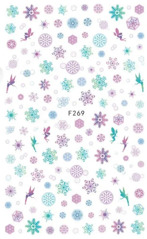 Nail Sticker - Design F269 Pastel Snowflakes - Unicorn Lab