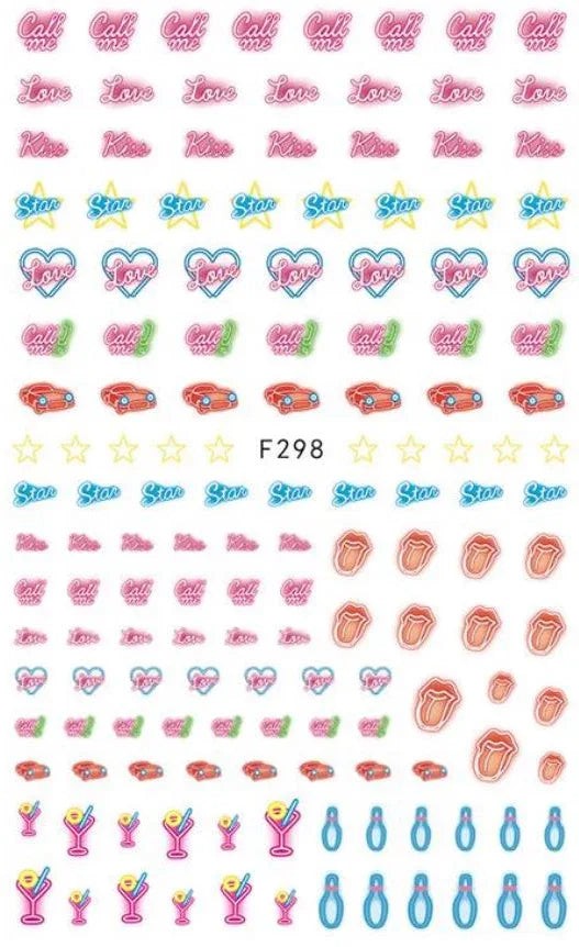 Nail Sticker - Design F298 Neon Designs - Unicorn Lab