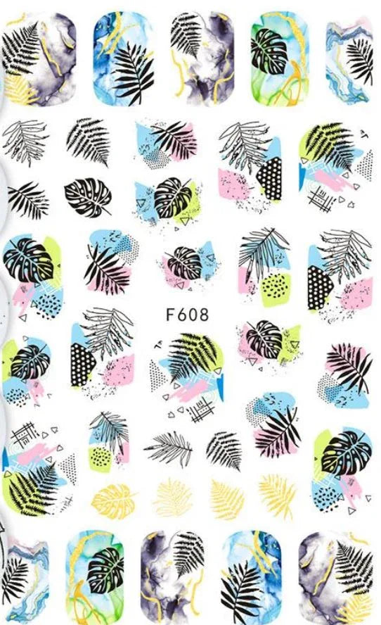 Nail Sticker - Design F608 Floral Prints - Unicorn Lab