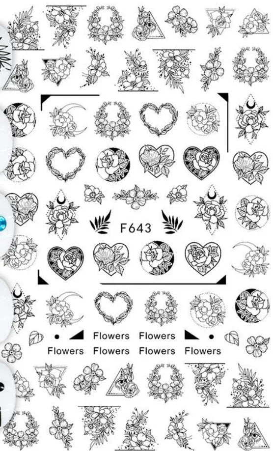 Nail Sticker - Design F643 Flowers - Unicorn Lab