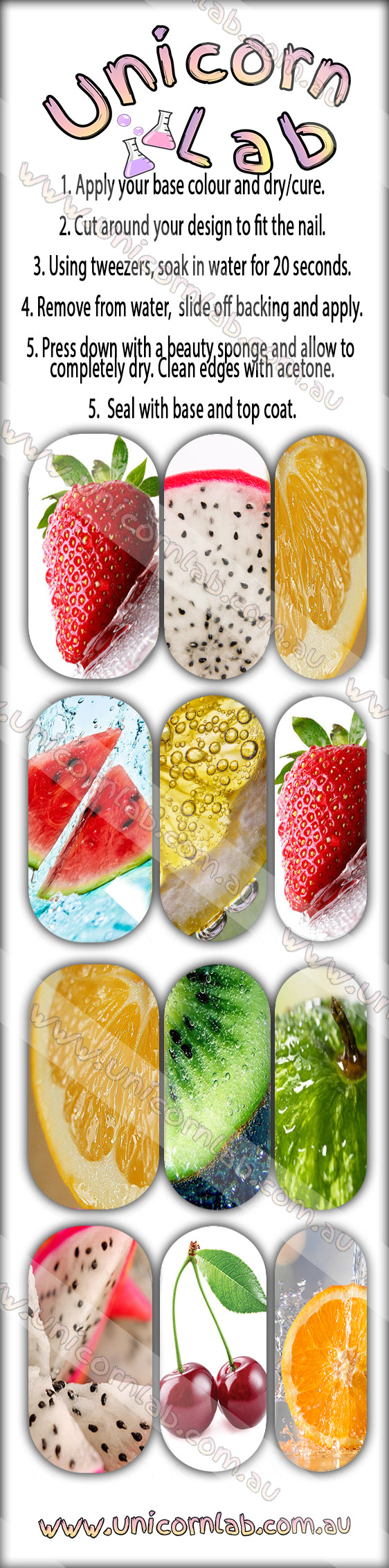 Fruit Waterslide Decals - Emerson Crystals