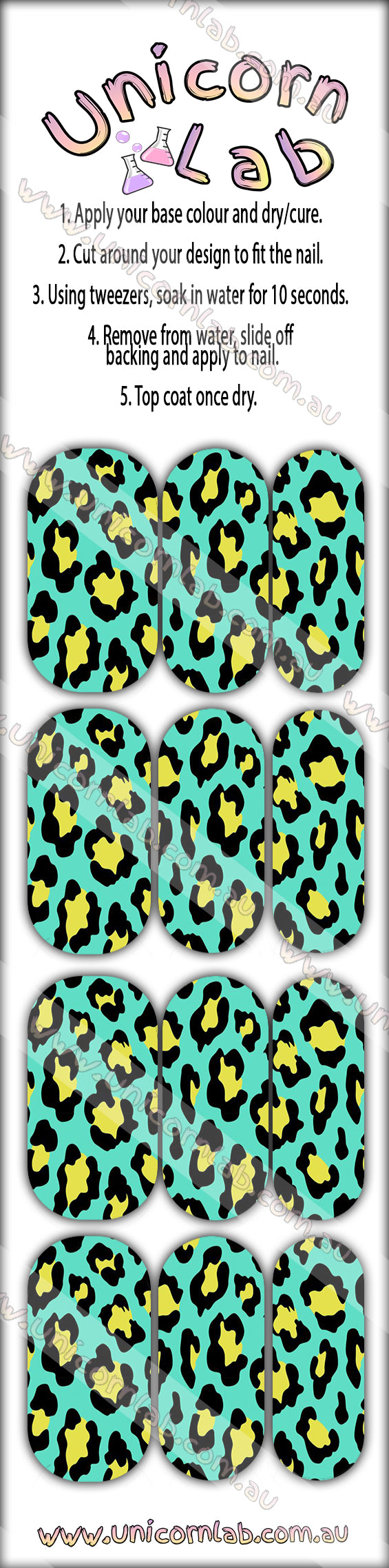 Green Leopard Print Waterslide Decals waterslide decal