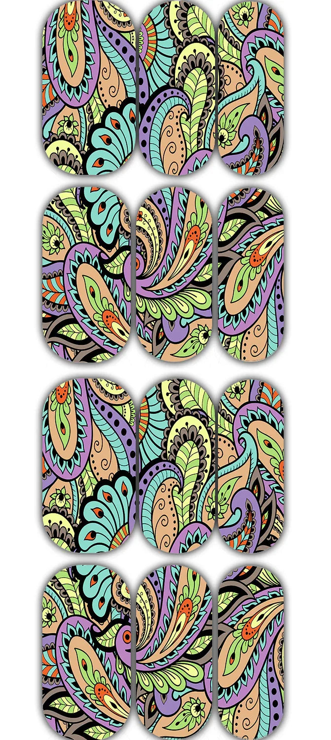 Green purple blue Paisley Waterslide Decals - Unicorn Lab