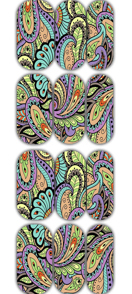 Green purple blue Paisley Waterslide Decals - Unicorn Lab