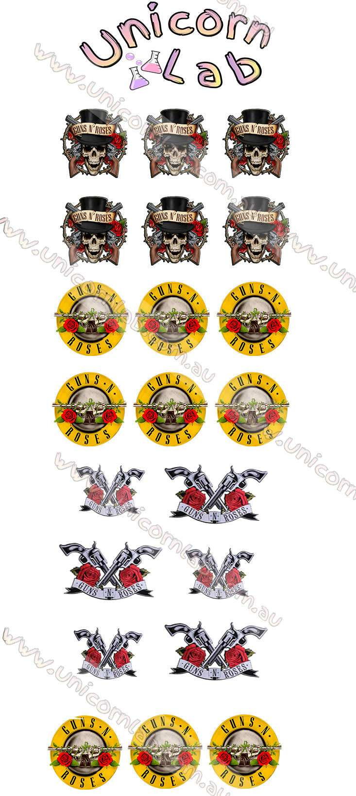 Guns & Roses Waterslide Decals waterslide decal