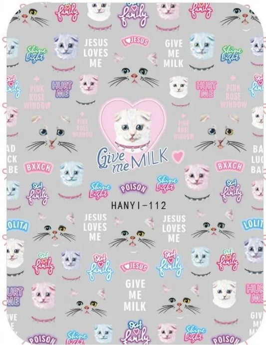 Nail Sticker - Design H112 Cats - Unicorn Lab