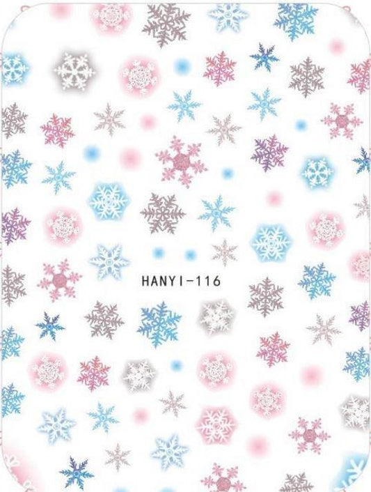 Nail Sticker - Design H116 Christmas Snowflakes - Unicorn Lab