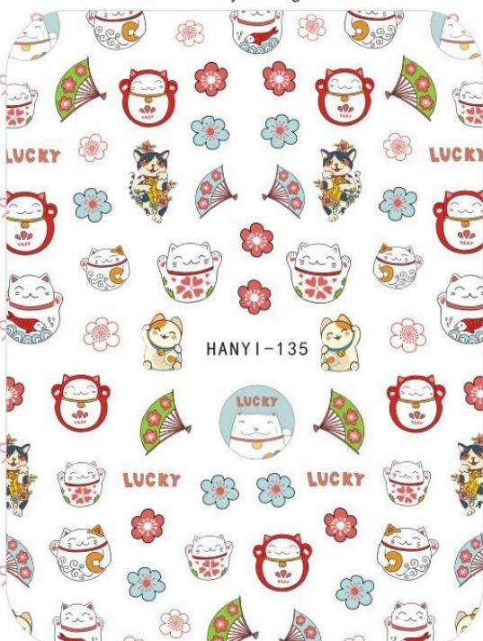 Nail Sticker - Design H135 Lucky Cat - Unicorn Lab