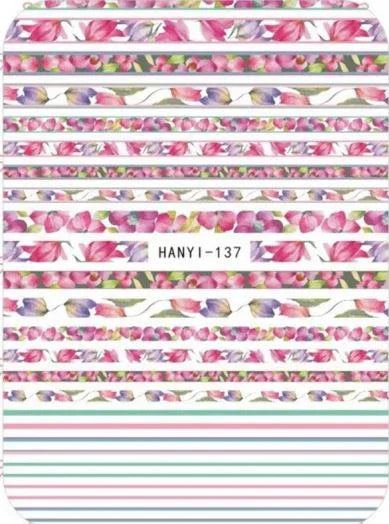 Nail Sticker - Design H137 Flower Stripes - Unicorn Lab