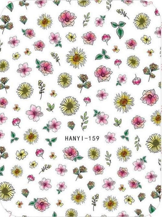 Nail Sticker - Design H159 Coloured Daisy - Unicorn Lab