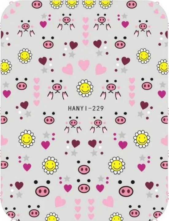 Nail Sticker - Design H229 Piggy - Unicorn Lab
